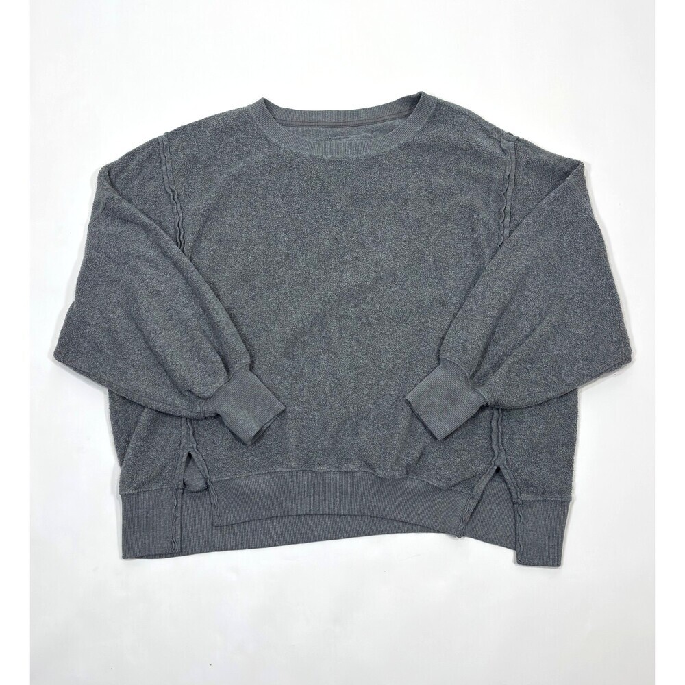 Aerie Sweatshirt Oversized Dolman Sleeve Crew Neck Grey - Size Medium